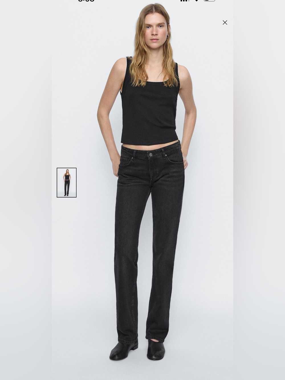 Massimo Dutti Low Rise Straight-Leg Jeans Black wash